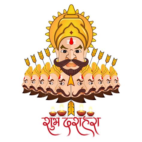 Happy Dussehra 2022 Ravan With Ten Heads Bow And Arrow Hindi Calligraphy, Shubh Dussehra, Happy ...