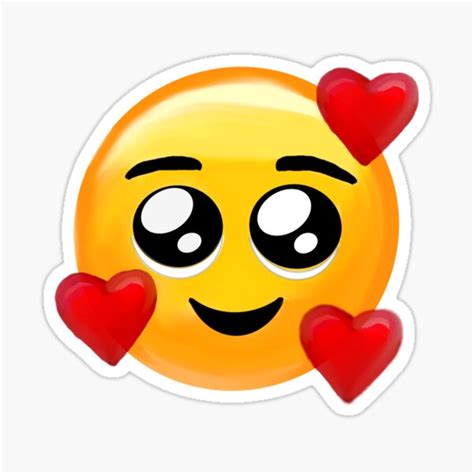 "Aww emoji w hearts" Sticker for Sale by Carmen W | Redbubble