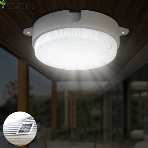 4W Round Solar Light Outdoor LED ceiling lamp Garden Street Lights 9 LED Indoor Solar Path ...