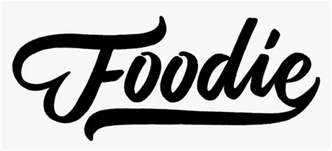 the word foodie written in cursive writing on a white background with black ink