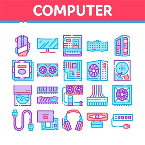 Premium Vector | Computer technology collection icons set vector