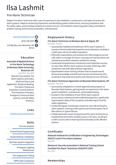 Fire Alarm Technician Resume Examples and Templates