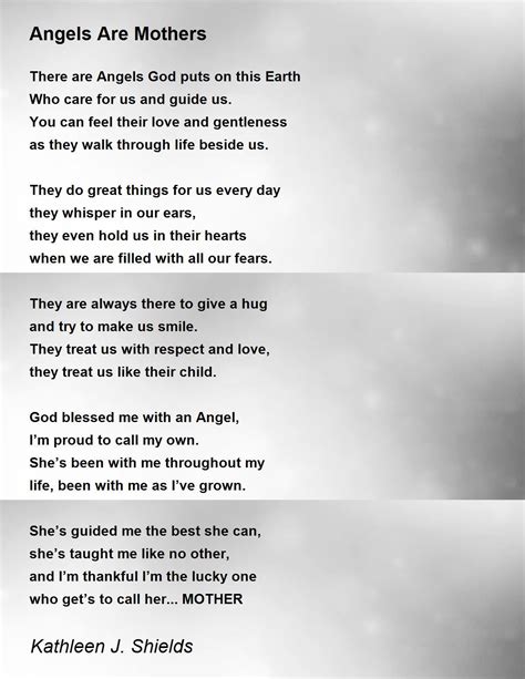 Angels Are Mothers Poem by Kathleen J. Shields - Poem Hunter