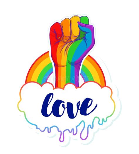 Rainbow Colored Hand with a Fist Raised Up. Gay Pride. LGBT Concept. Realistic Style Vector ...