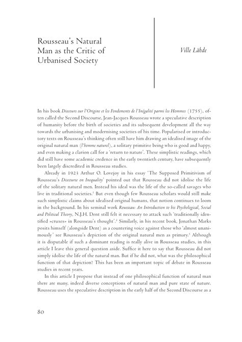 (PDF) Rousseau’s Natural Man as the Critic of Urbanised Society