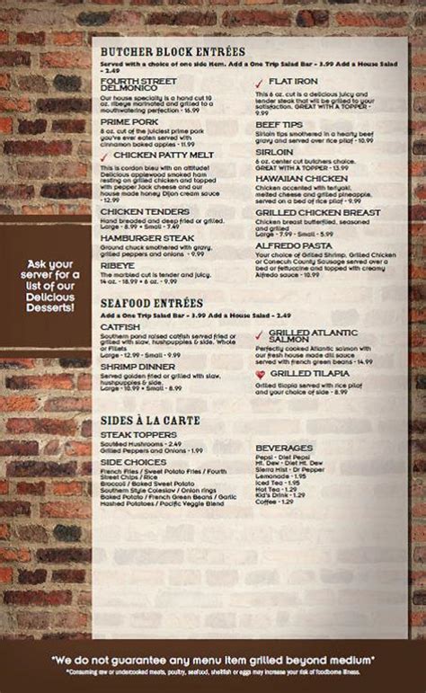 Menu - Fourth Street Grill & Steakhouse