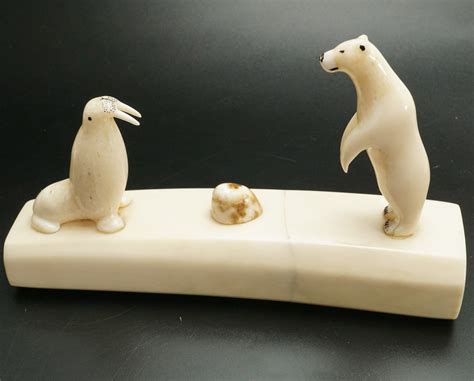 Alaskan Eskimo Bear and Walrus Ivory Carving – Home & Away Gallery