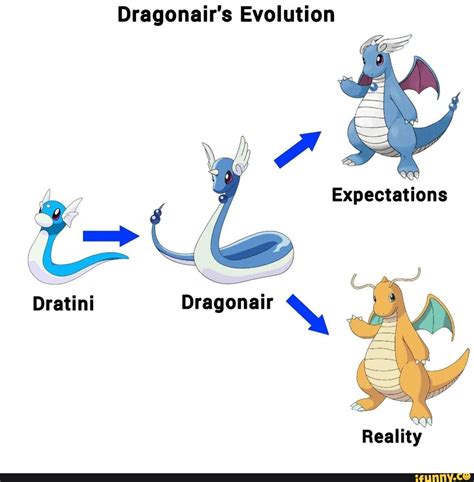 Dragonair's Evolution Expectations Dratini Dragonair Reality - iFunny