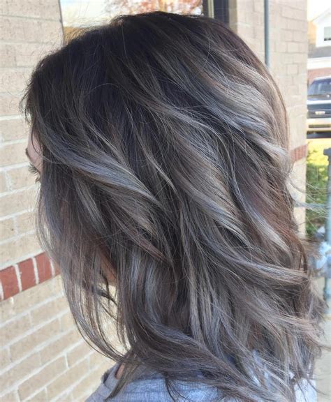 Brown Hair with Smokey Gray Highlights #HairHighlights | Dark hair with highlights, Blending ...