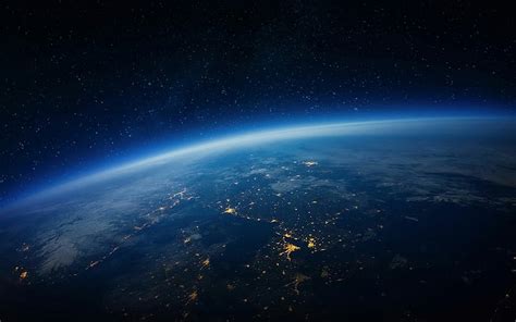 Earth from space, night, city lights, view from space, Earth, cities ...