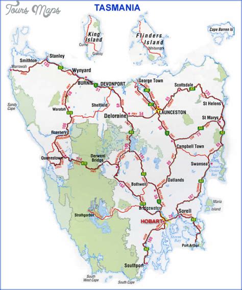 Tasmania Map - ToursMaps.com