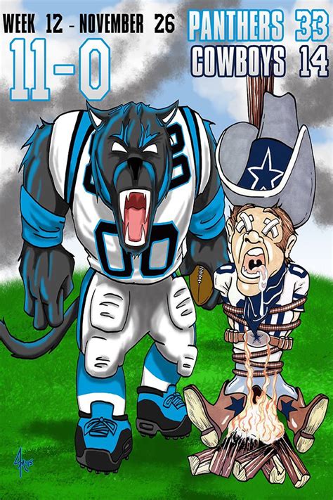 Carolina Panthers vs. Dallas Cowboys Cartoon | Carolina panthers ...