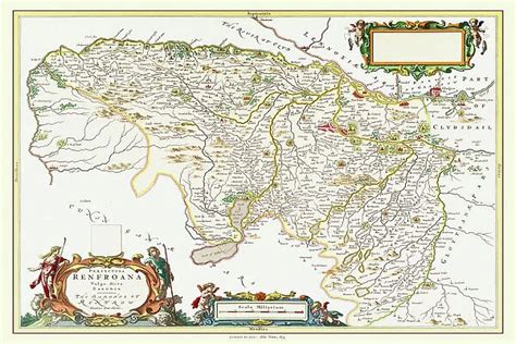 Old County Map of Renfrewshire Scotland 1654 by Johan Blaue (Photos ...