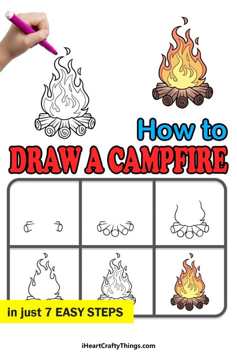 Campfire Drawing - How To Draw A Campfire Step By Step