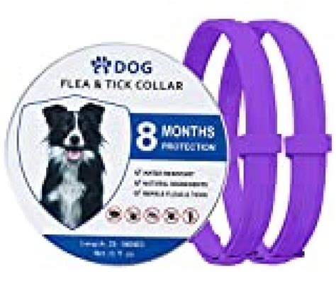2 Pack Dog Flea Collar with 8-Month Prevention, Natural Waterproof Flea Collar for Dogs ...