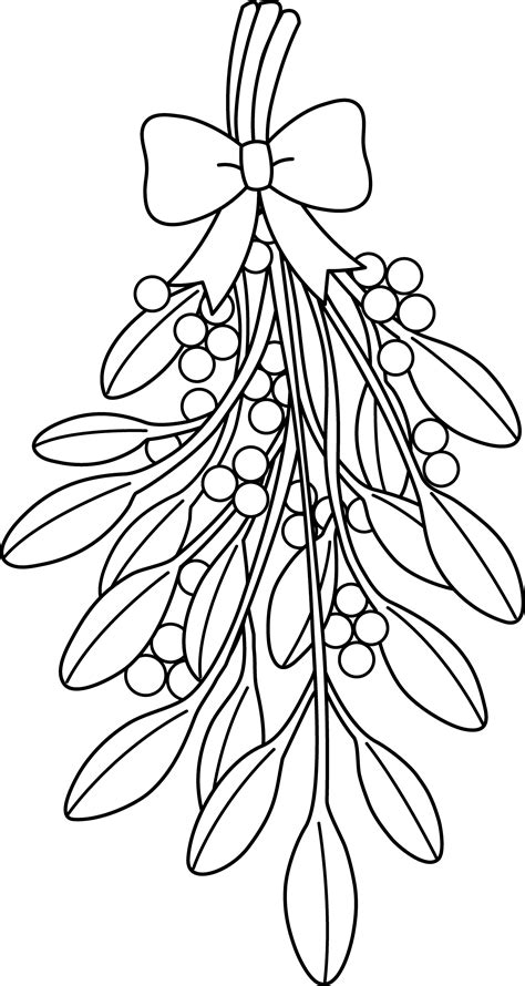 Christmas Mistletoe Line Art - Free Clip Art