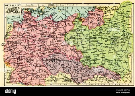 A 1930's map of Germany, Poland and Czechoslovakia Stock Photo - Alamy