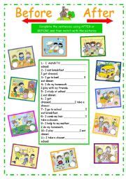 My daily activities (after or before) - ESL worksheet by karen1980