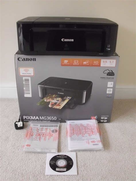 CANON MG3650 WIRELESS ALL-IN-ONE PRINTER / SCANNER / COPIER. BOXED, MANUALS, SOFTWARE. HARDLY ...