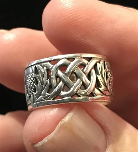 Scottish Thistle and Celtic Knot Filigree Ring - 92.5 Sterling Silver ⋆ ...