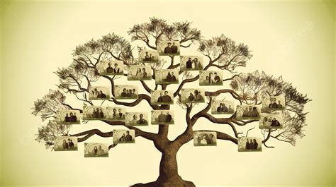 Family Tree With Several Pictures On It Illustration Background ...