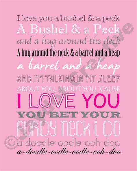 BUSHEL AND A PECK Printable Song Lyrics Artwork Pink | Etsy