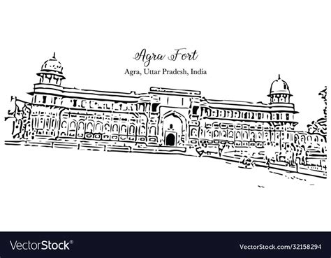 Agra fort Royalty Free Vector Image - VectorStock