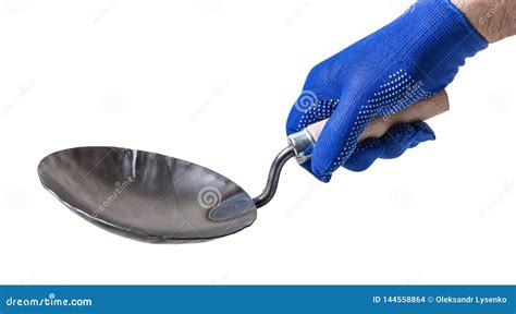 Construction Tool, Trowel in Male Hand Stock Photo - Image of metal ...