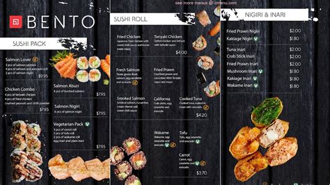 Menu at Bento Box restaurant, Devonport, 32 Stewart St