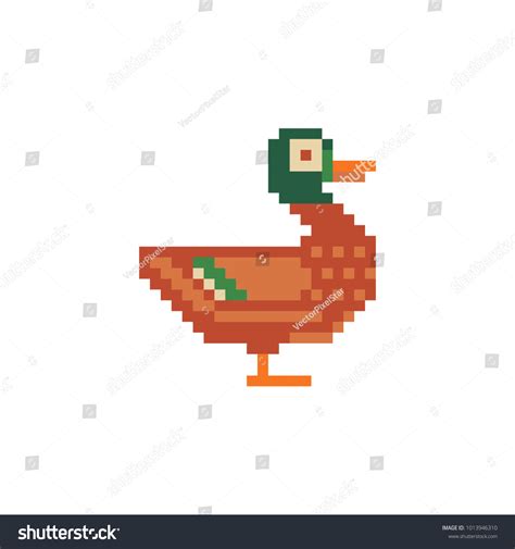 Duck Pixel Art Character 8-bit Sprite Stock Vector (Royalty Free ...