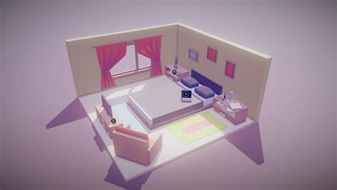 Low Poly Bedroom - DownloadFree3D.com