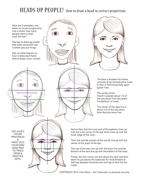 Julie Olson Books - Author/Illustrator: How to draw a face/head