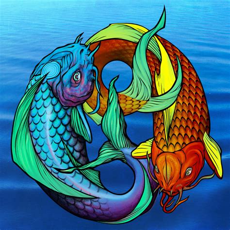 Koi Fish/Pisces/Ying Yang by awolfillustrations on DeviantArt