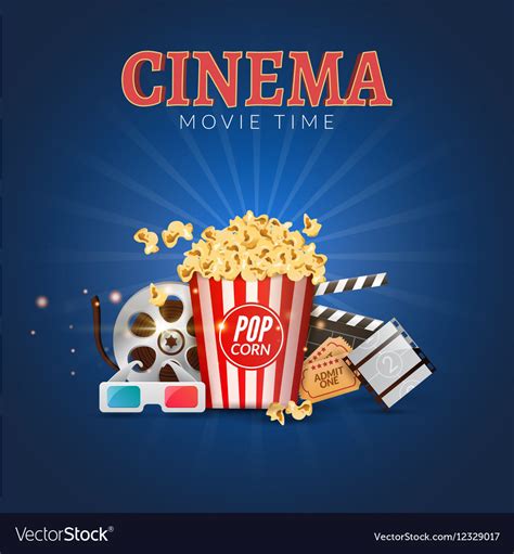 Cinema movie poster design template popcorn Vector Image