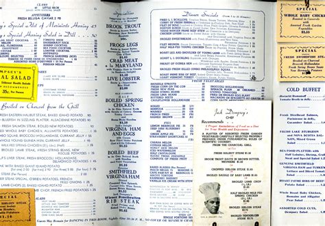 Jack Dempsey's Restaurant signed menu | Dempsey Jack