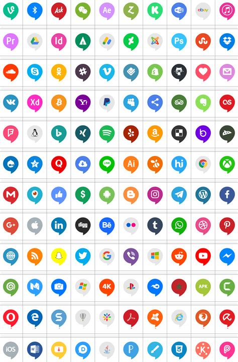 Download font icons social media 14 color – Artofit