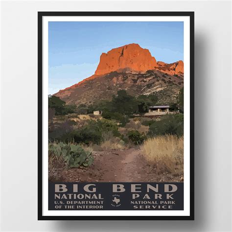 Big Bend National Park Poster Vintage WPA Style Travel - Etsy