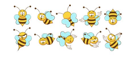 Bee Cartoon Set 941310 Vector Art at Vecteezy