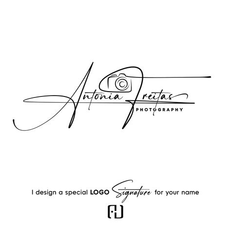 the logo for a photographer is shown in black and white, with a handwritten name