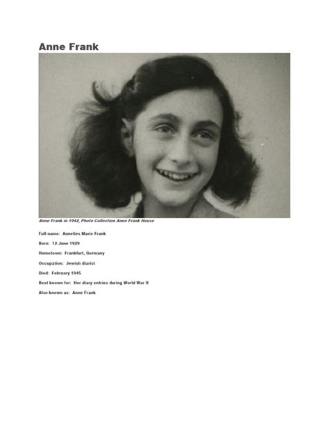 Anne Frank Biography | PDF | Anne Frank