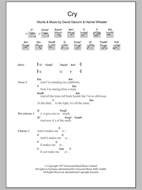 Cry by The Sundays - Guitar Chords/Lyrics - Guitar Instructor