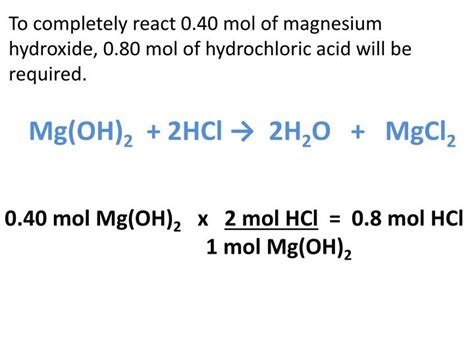 PPT - Mg(OH) 2 + 2HCl → 2H 2 O + MgCl 2 PowerPoint Presentation, free ...