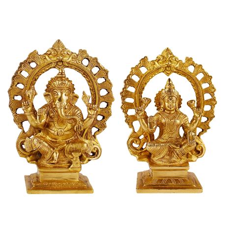 Buy Kartique Brass Laxmi Ganesh Bhagwan Idol Ganpati Murti Metal Statue ...