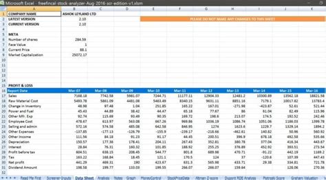 Stock Analysis Spreadsheet for Indian Stocks: Free Download