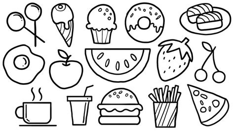 How to Draw Food items - Healthy v Unhealthy, fruits drawing, ice cream ...