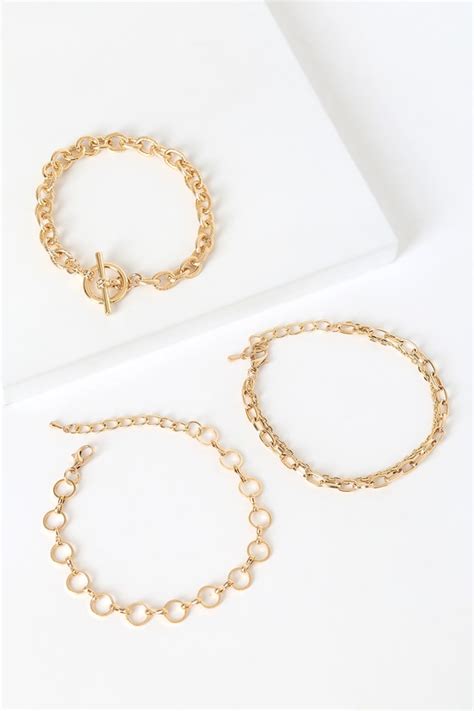 Gold Bracelet Set - Chain Link Bracelet - Chain Bracelet Set - Lulus