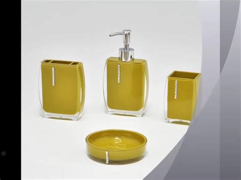 Diamond Border Mustard Yellow Bathroom Accessories Set - Buy Yellow Bathroom Accessories Set ...