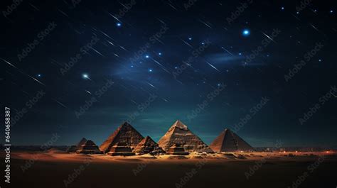 Giza Pyramids at Night in Egypt Stock Photo | Adobe Stock