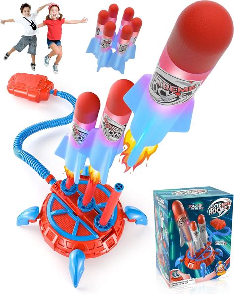 Amazon.com: TORTINARY Toy Rocket Launcher for Kids, 6 LED Foam Rockets ...