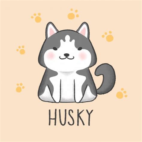 Premium Vector | Siberian husky dog cartoon hand drawn style | Cartoon ...